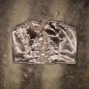 silence + noise pink corset top